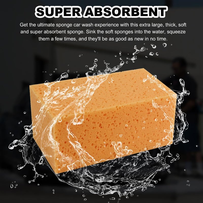 SHMZK 5PCS Car Wash Sponges, 8.5"×4.4"×3.5" Large Extra Soft Coral Non Scratch Sponge, Car Cleaning Cellulose Sponge Thick Foam Pad for Washing Window Sensitive Surfaces (Coffee) - Image 4